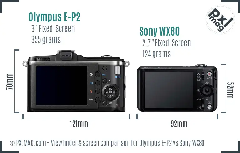 Olympus E-P2 vs Sony WX80 Screen and Viewfinder comparison