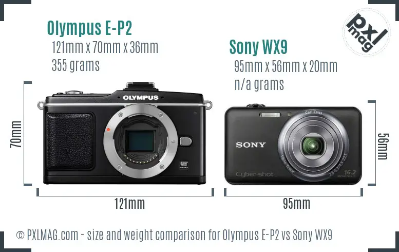 Olympus E-P2 vs Sony WX9 size comparison Olympus E-P2 vs Sony WX9 size comparison