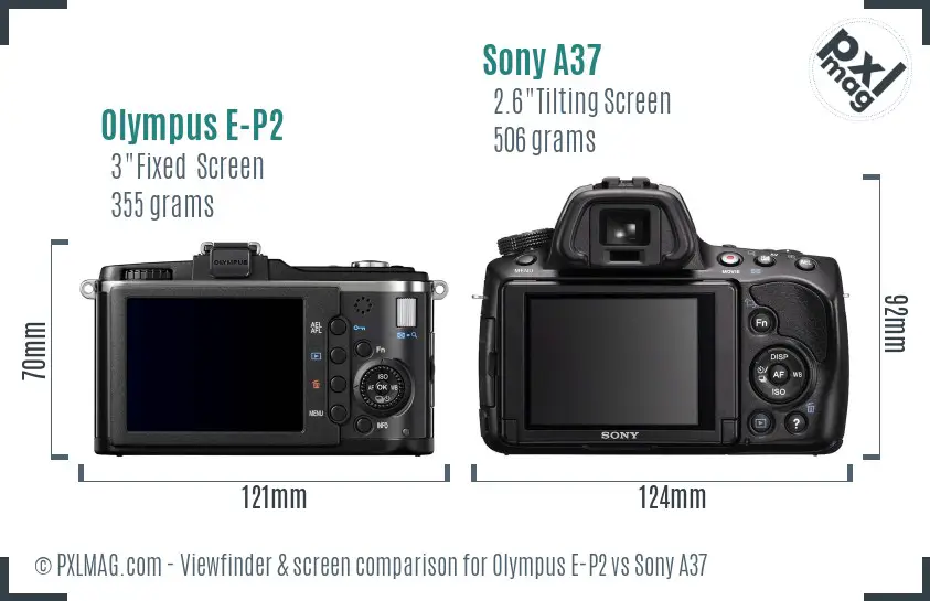 Olympus E-P2 vs Sony A37 Screen and Viewfinder comparison