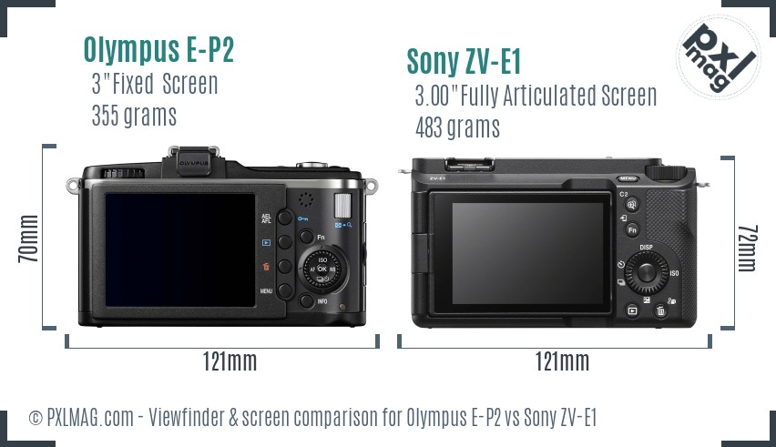 Olympus E-P2 vs Sony ZV-E1 Screen and Viewfinder comparison