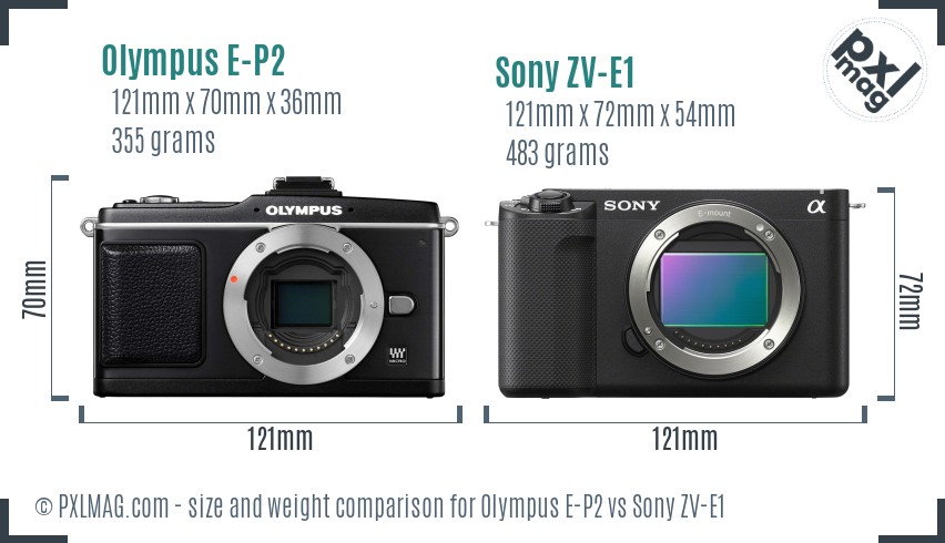 Olympus E-P2 vs Sony ZV-E1 size comparison