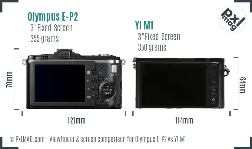 Olympus E-P2 vs YI M1 Screen and Viewfinder comparison