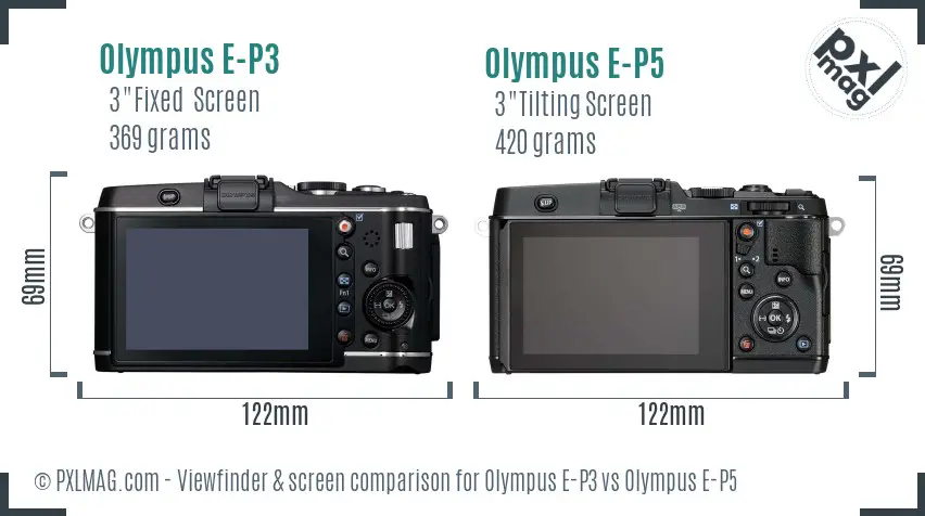 Olympus E-P3 vs Olympus E-P5 Screen and Viewfinder comparison