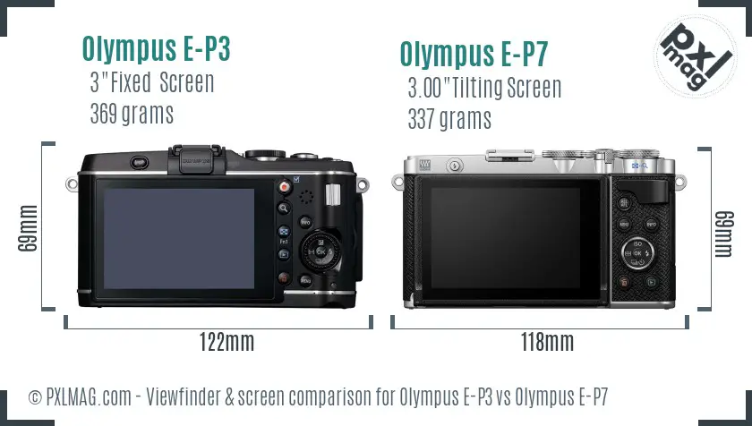 Olympus E-P3 vs Olympus E-P7 Screen and Viewfinder comparison
