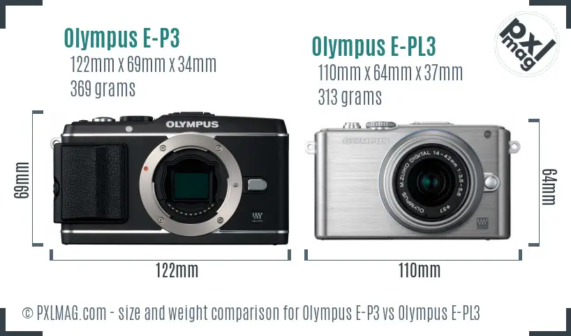 Olympus E-P3 vs Olympus E-PL3 size comparison