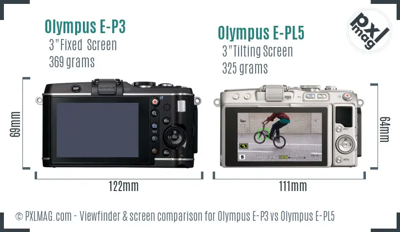 Olympus E-P3 vs Olympus E-PL5 Screen and Viewfinder comparison