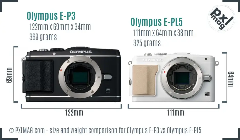 Olympus E-P3 vs Olympus E-PL5 size comparison