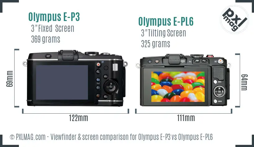 Olympus E-P3 vs Olympus E-PL6 Screen and Viewfinder comparison