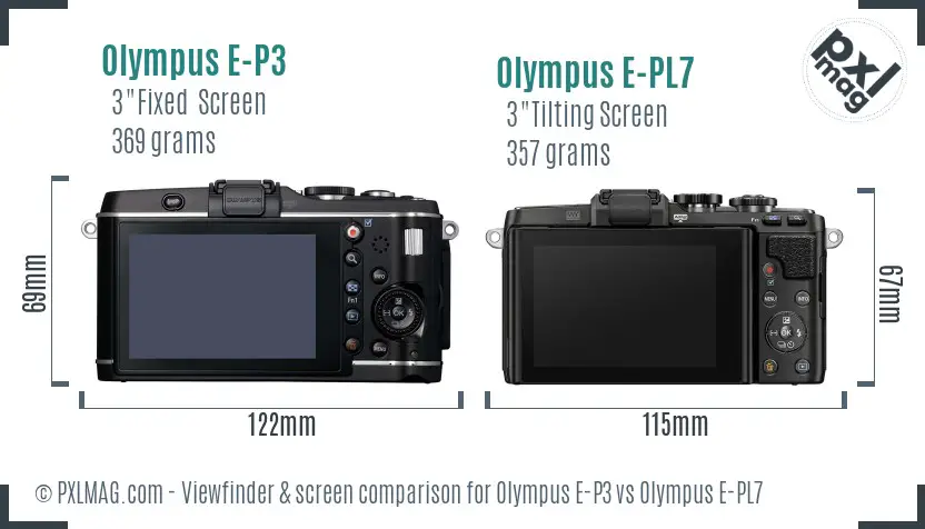 Olympus E-P3 vs Olympus E-PL7 Screen and Viewfinder comparison