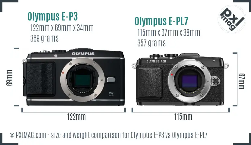 Olympus E-P3 vs Olympus E-PL7 size comparison