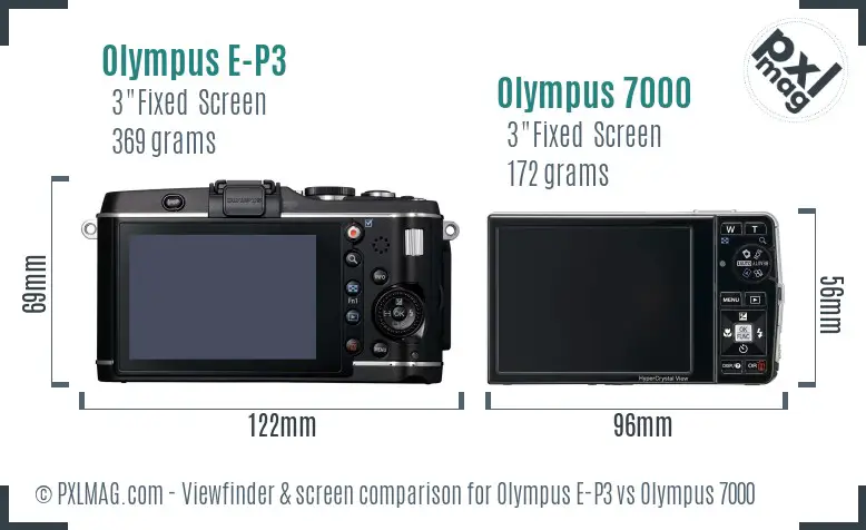 Olympus E-P3 vs Olympus 7000 Screen and Viewfinder comparison