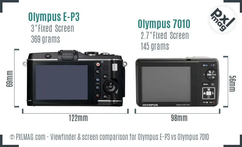 Olympus E-P3 vs Olympus 7010 Screen and Viewfinder comparison