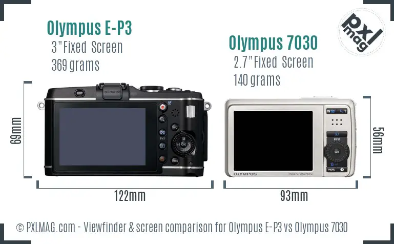 Olympus E-P3 vs Olympus 7030 Screen and Viewfinder comparison