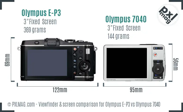 Olympus E-P3 vs Olympus 7040 Screen and Viewfinder comparison