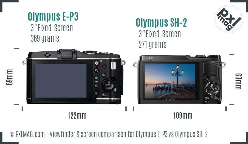 Olympus E-P3 vs Olympus SH-2 Screen and Viewfinder comparison