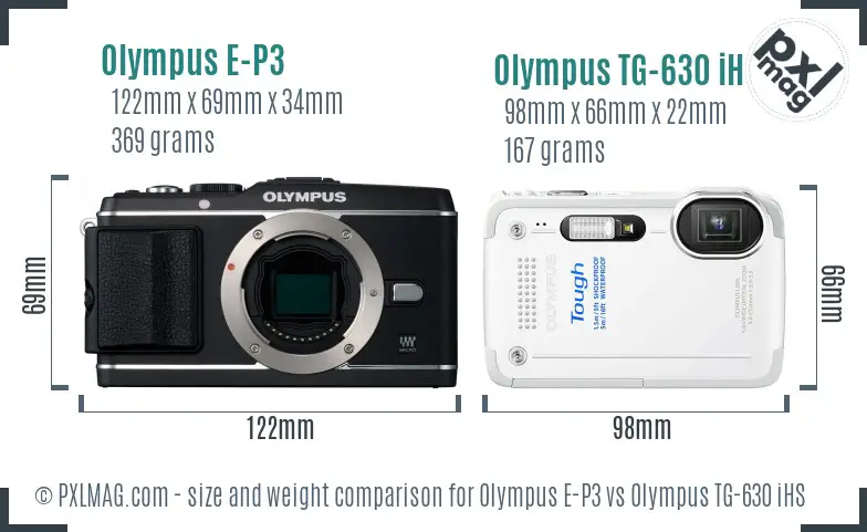 Olympus E-P3 vs Olympus TG-630 iHS size comparison