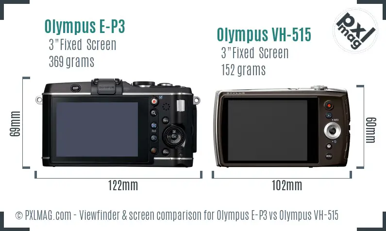 Olympus E-P3 vs Olympus VH-515 Screen and Viewfinder comparison