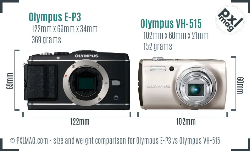 Olympus E-P3 vs Olympus VH-515 size comparison