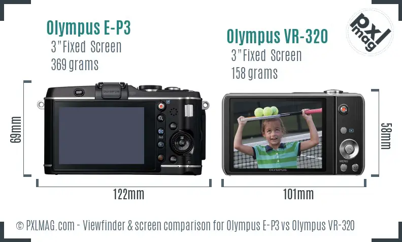 Olympus E-P3 vs Olympus VR-320 Screen and Viewfinder comparison