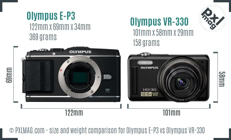 Olympus E-P3 vs Olympus VR-330 size comparison