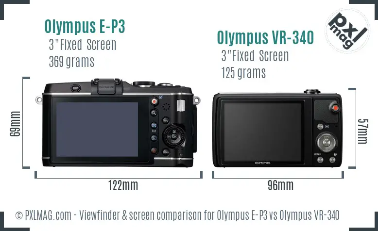 Olympus E-P3 vs Olympus VR-340 Screen and Viewfinder comparison