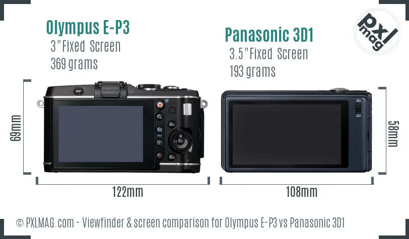 Olympus E-P3 vs Panasonic 3D1 Screen and Viewfinder comparison