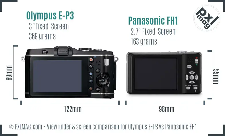 Olympus E-P3 vs Panasonic FH1 Screen and Viewfinder comparison