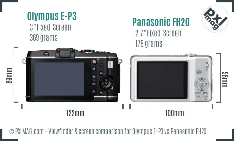 Olympus E-P3 vs Panasonic FH20 Screen and Viewfinder comparison