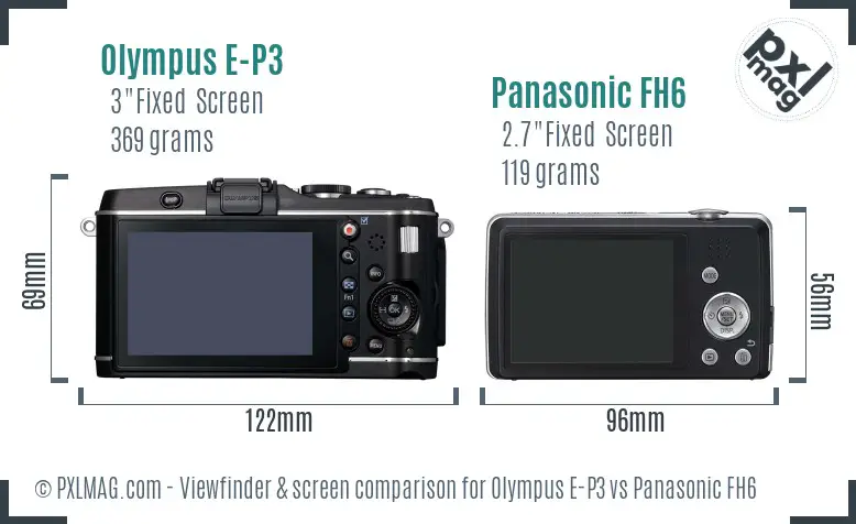 Olympus E-P3 vs Panasonic FH6 Screen and Viewfinder comparison