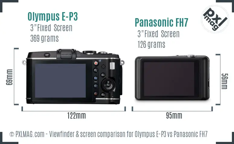 Olympus E-P3 vs Panasonic FH7 Screen and Viewfinder comparison