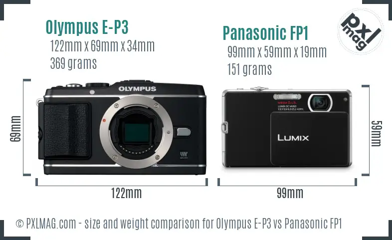 Olympus E-P3 vs Panasonic FP1 size comparison