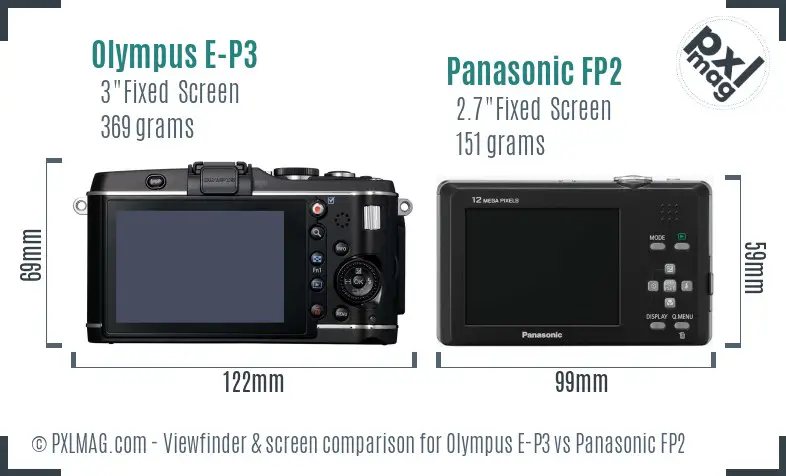 Olympus E-P3 vs Panasonic FP2 Screen and Viewfinder comparison