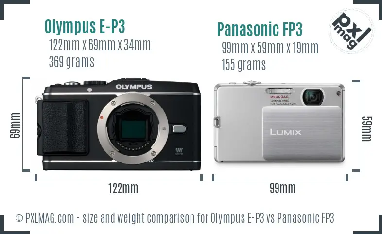 Olympus E-P3 vs Panasonic FP3 size comparison