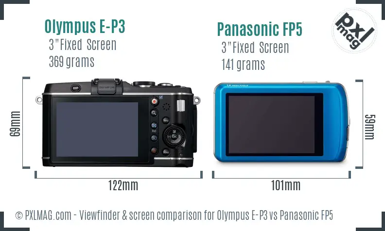 Olympus E-P3 vs Panasonic FP5 Screen and Viewfinder comparison