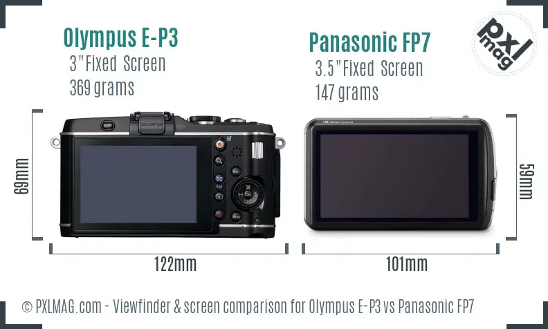 Olympus E-P3 vs Panasonic FP7 Screen and Viewfinder comparison