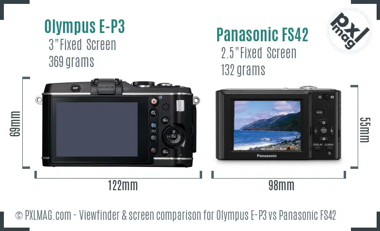 Olympus E-P3 vs Panasonic FS42 Screen and Viewfinder comparison