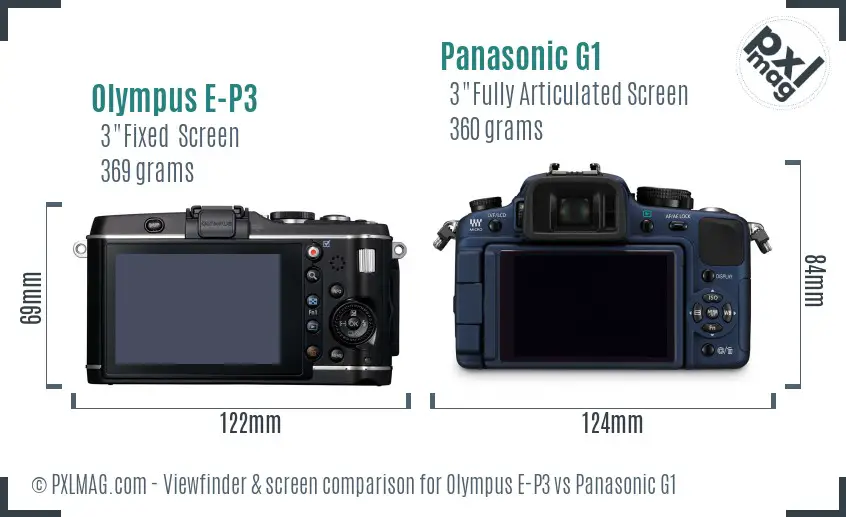 Olympus E-P3 vs Panasonic G1 Screen and Viewfinder comparison