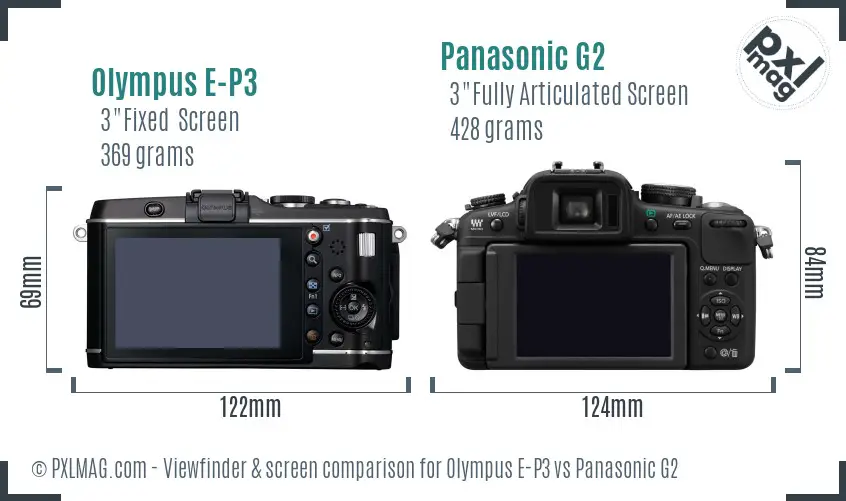 Olympus E-P3 vs Panasonic G2 Screen and Viewfinder comparison