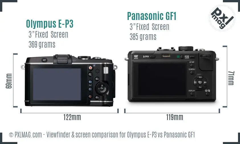 Olympus E-P3 vs Panasonic GF1 Screen and Viewfinder comparison