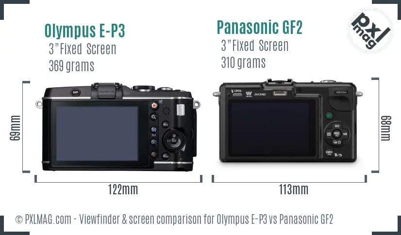 Olympus E-P3 vs Panasonic GF2 Screen and Viewfinder comparison