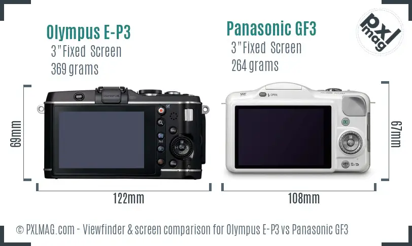 Olympus E-P3 vs Panasonic GF3 Screen and Viewfinder comparison