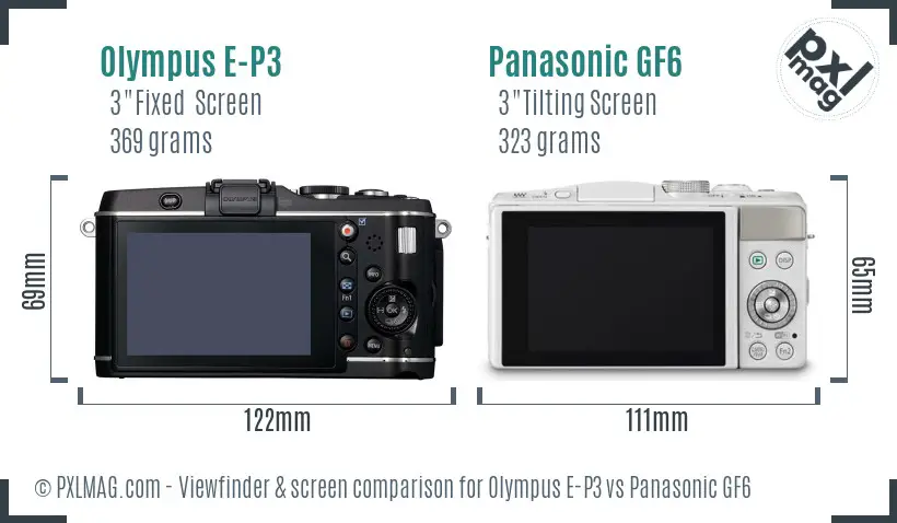 Olympus E-P3 vs Panasonic GF6 Screen and Viewfinder comparison