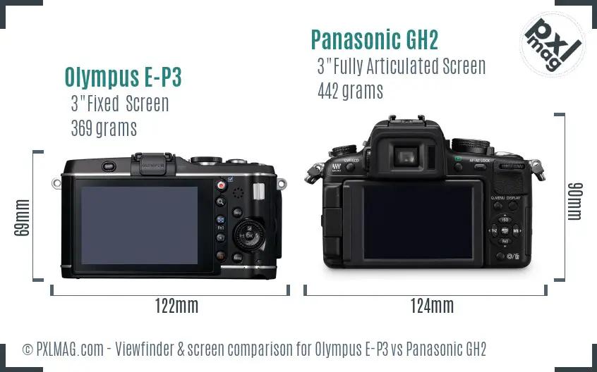 Olympus E-P3 vs Panasonic GH2 Screen and Viewfinder comparison
