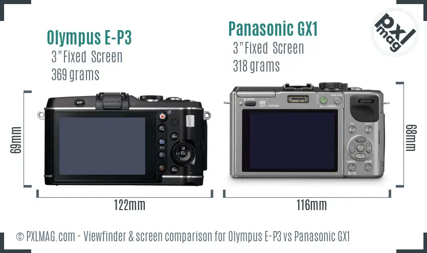 Olympus E-P3 vs Panasonic GX1 Screen and Viewfinder comparison