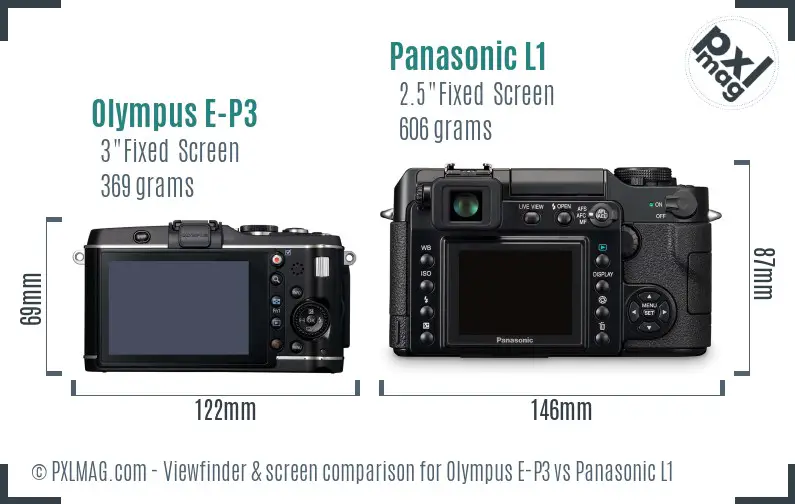 Olympus E-P3 vs Panasonic L1 Screen and Viewfinder comparison