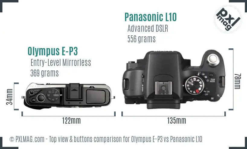 Olympus E-P3 vs Panasonic L10 top view buttons comparison