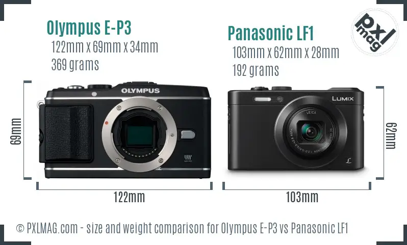 Olympus E-P3 vs Panasonic LF1 size comparison