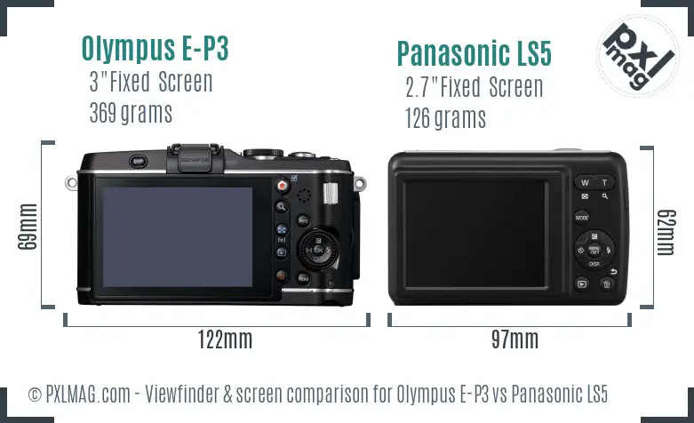 Olympus E-P3 vs Panasonic LS5 Screen and Viewfinder comparison