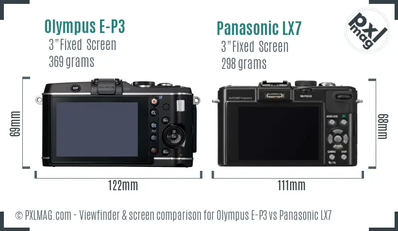 Olympus E-P3 vs Panasonic LX7 Screen and Viewfinder comparison