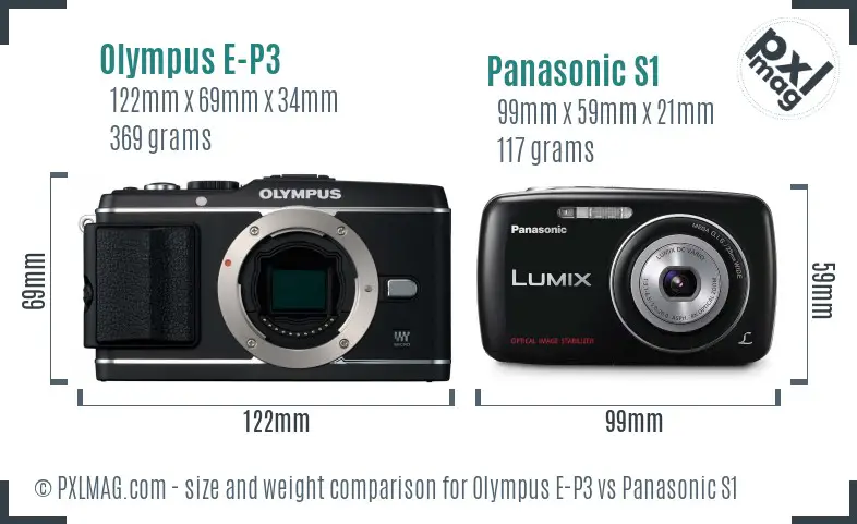 Olympus E-P3 vs Panasonic S1 size comparison